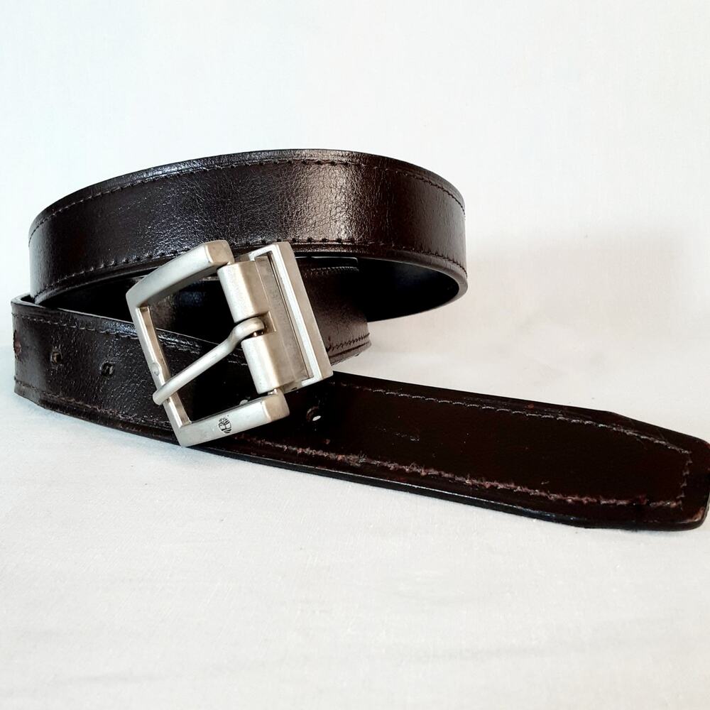 💎Timberland India Reversible Leather Belt 38 Waist Black and Dark Brown